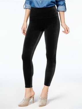 Assets by Spanx small black Velvet High-Waist Leggings pants